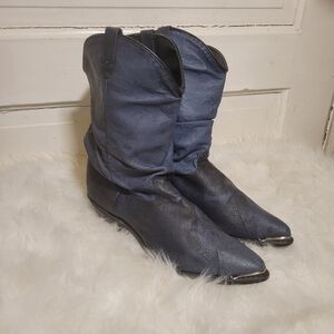 Vintage Dingo Blue Black Slouch Cowboy Boots